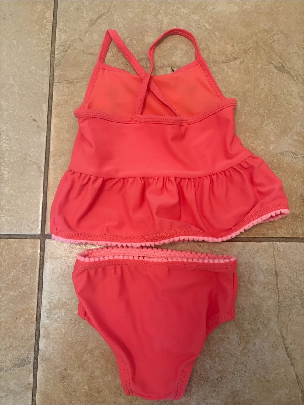 Carter's NWOT Coral Pink Baby Swim Bottoms with Pom-Pom Trim